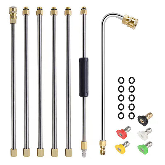 Pressure Washer Extension Wand Kit Replacement Cleaning Tools with 5 Nozzle Tips Roof Window Washing Accessories