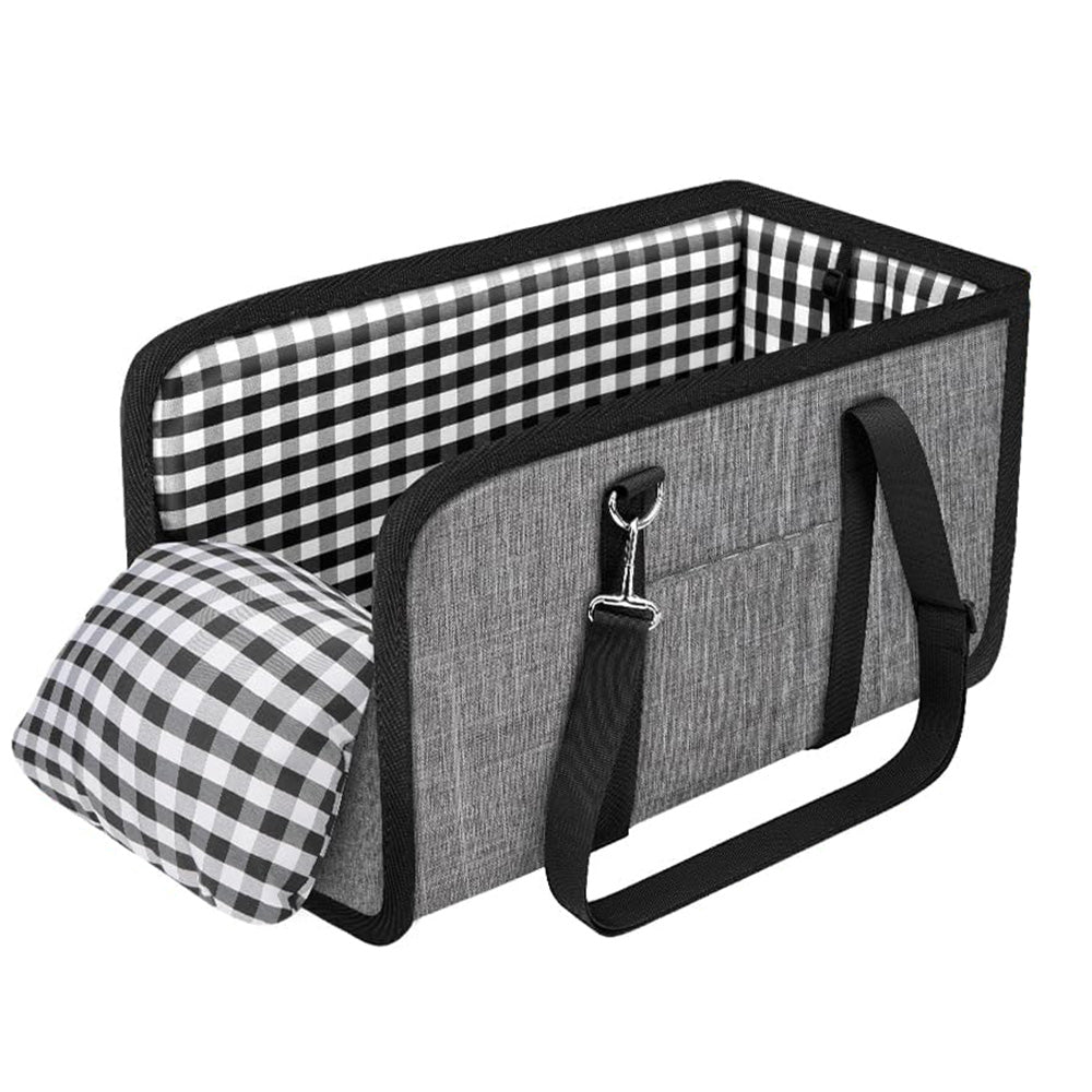 Oxford Fabric Center Console Pet Vehicle Seat Carrier- Grey