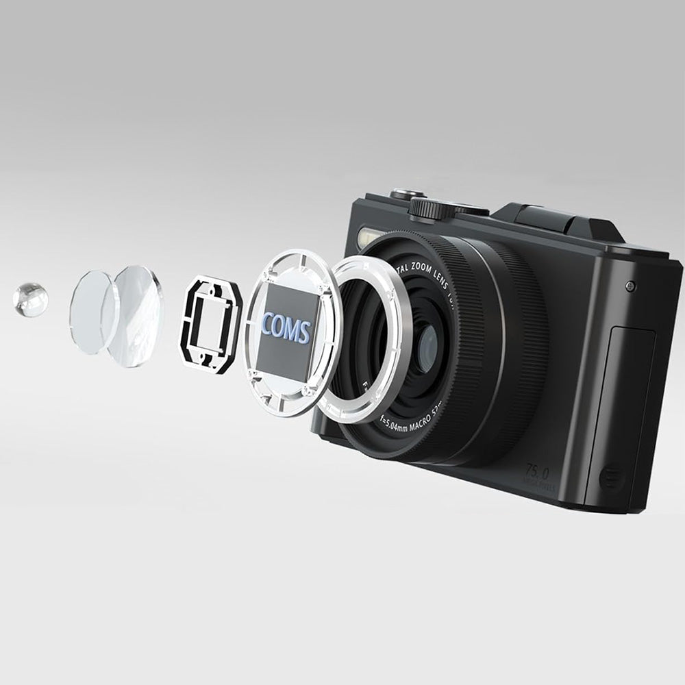 5K Digital Camera with 180-degree Flip Screen Autofoucs Vlogging Camera for YouTube -Black