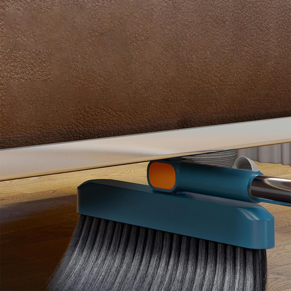 180 Degree Rotatable Broom with Foldable Standing Dustpan Set for Home Office Cleaning Blue