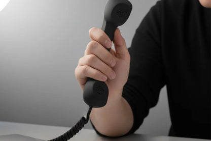 Retro Wired Handheld Telephone Handset with Microphone for Smartphones PC-Black