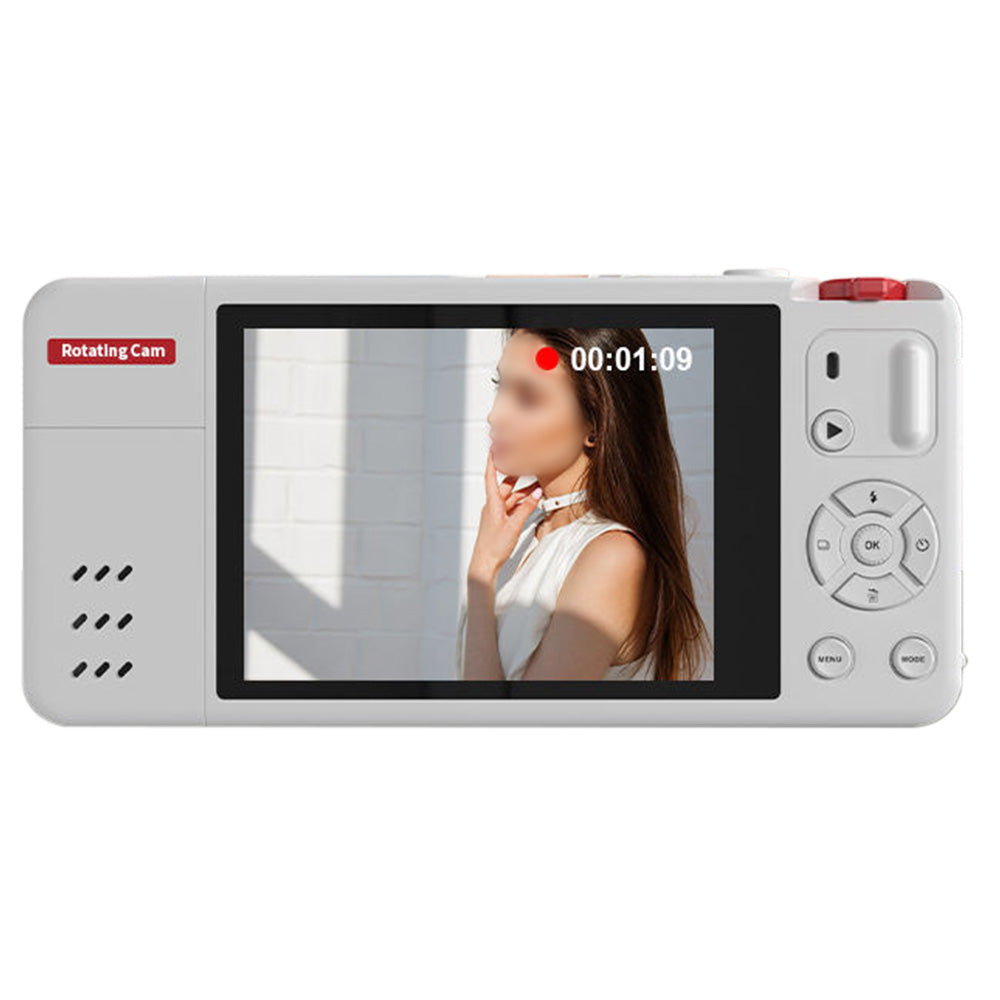 Digital Camera with 270 Degree Rotating Lens for Selfie Vlog -White