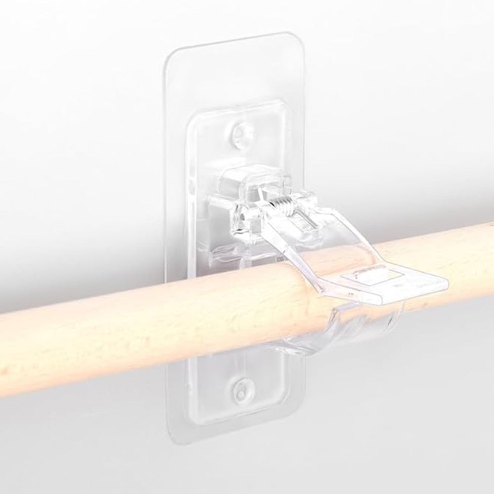 No Drill Self Adhesive Curtain Rod Brackets Transparent Invisible Holders for Curtains Towels-Transparent