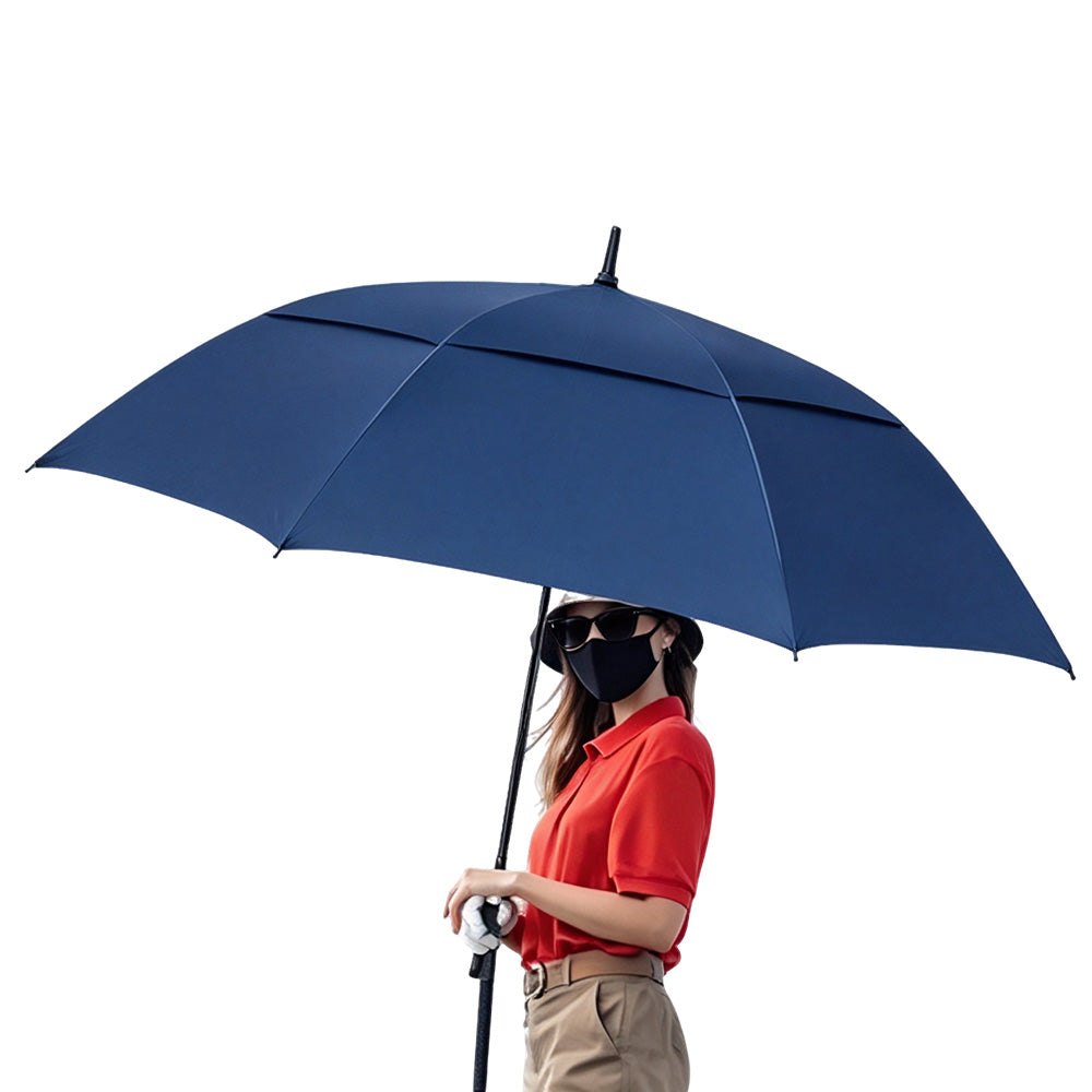 30 Inch Outdoor Auto Open Golf Umbrella Windproof Straight Stick Umbrella Blue