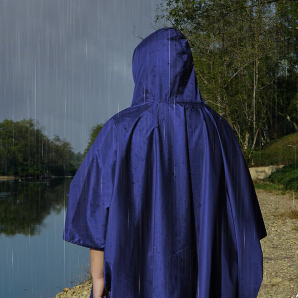 3 in 1 Portable Rain Poncho Waterproof Lightweight Emergency Raincoat with Pocket-Blue