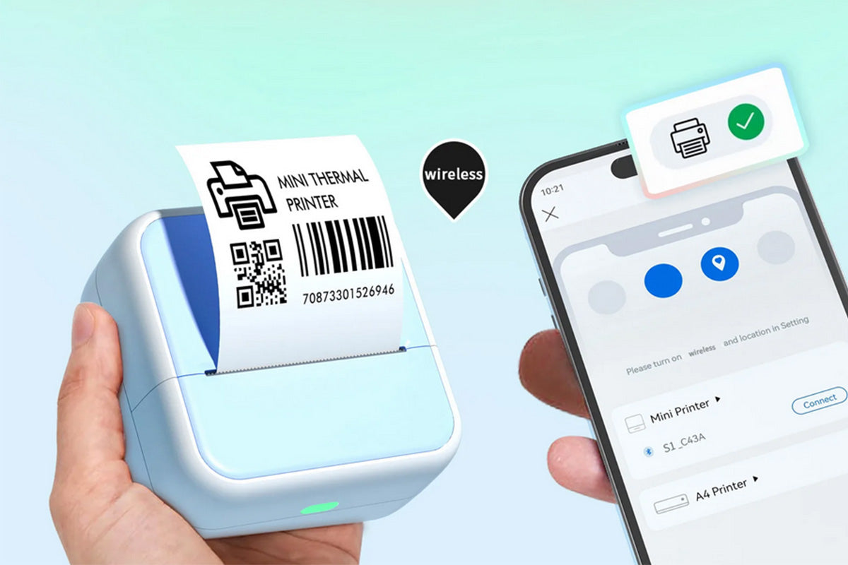 Mini Sticker Printer Portable Bluetooth Thermal Printer for Photo Notes-Blue