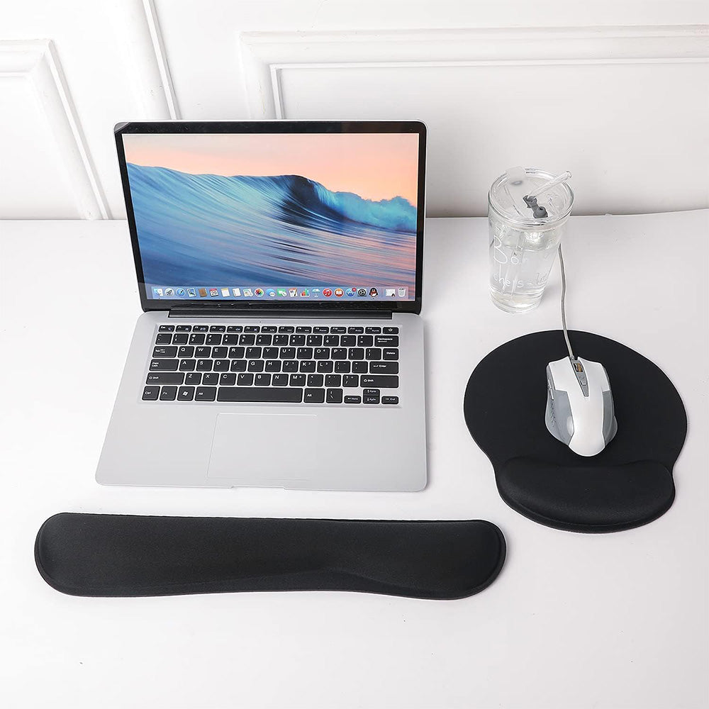 3Pcs Gaming Mouse Pad Mouse Pad with Wrist Rest Circle Curved Ergonomic Mousepad-Black