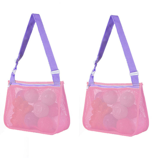 Beach Toy Mesh Bag Shell Collecting Bag for Kids Pink