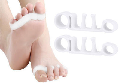 2 Pairs Five-Hole Toe Separators Bunion Corrector Pads for Foot Alignment and Pressure Relief-White