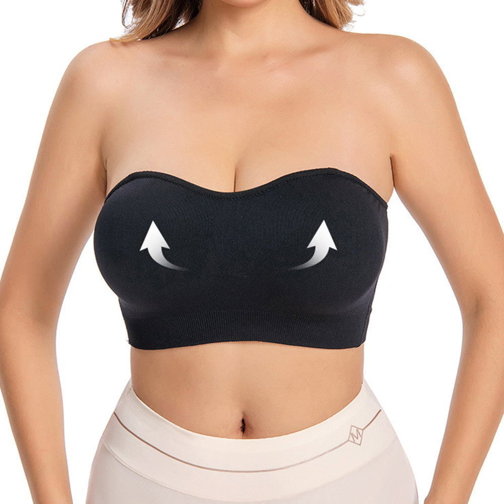 Women Strapless Wirefree Bandeau Bra-White