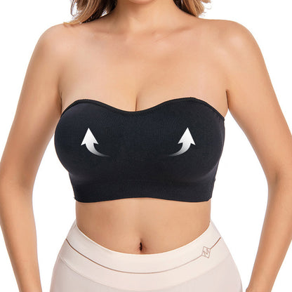 Women Strapless Wirefree Bandeau Bra-White