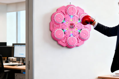 Boxing Machine for boy and girls Aged 6 Wall-Mounted Bluetooth Punching Bag for Birthday-Pink