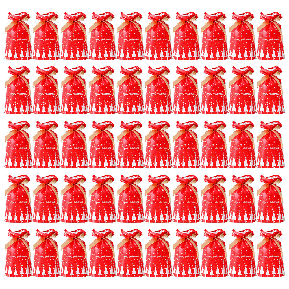 50PCS Christmas Candy Treat Bags Gift Wrapping Drawstring Bags for Holiday Parties Style 3