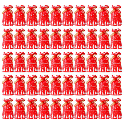 50PCS Christmas Candy Treat Bags Gift Wrapping Drawstring Bags for Holiday Parties Style 3