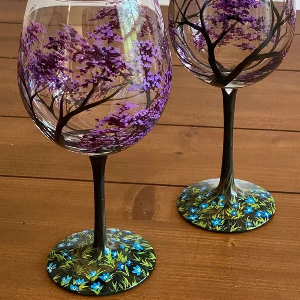 450ml Season Tree Wine Glass Cup Goblet Champagne Cup Home Decor Holiday Party Supplies Spring