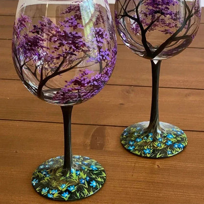 450ml Season Tree Wine Glass Cup Goblet Champagne Cup Home Decor Holiday Party Supplies Spring