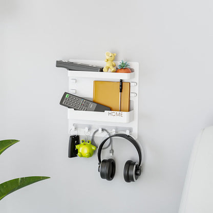 Bedside Shelf Accessories Organizer Wall Mount Self Stick On Cool Stuff for Bedroom Storage and Organization-White