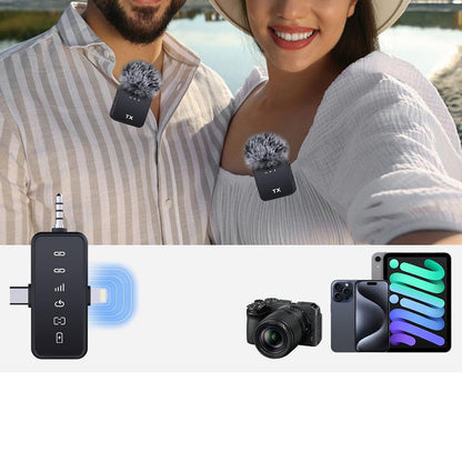 3-in-1 Wireless Lavalier Microphone 2.4G Plug and Play Mini Microphone for Recording Interview Vlogs