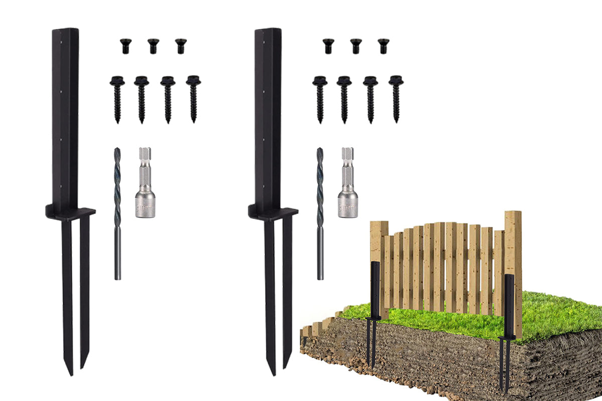 2Pcs H Design Fence Post Anchor Kit Fence Repair Stake