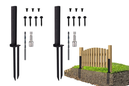2Pcs H Design Fence Post Anchor Kit Fence Repair Stake