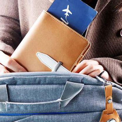 RFID Blocking Passport Wallet Travel Passport Card Case with Airtag Holder Brown