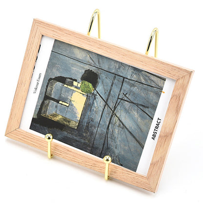 2Pcs Picture Frame Display Stands Photo Pedestal Art Plate Holders Golden