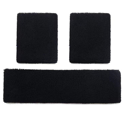 6Pcs Set Sweatbands Sports Headband Wristbands for Sport Tennis Badminton Yoga Black