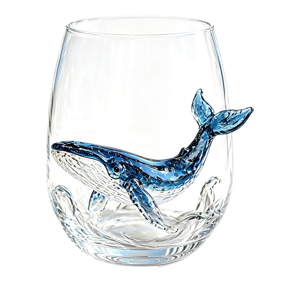 3D Ocean Animal Glass 350ml Borosilicate Wine Glass - Whale