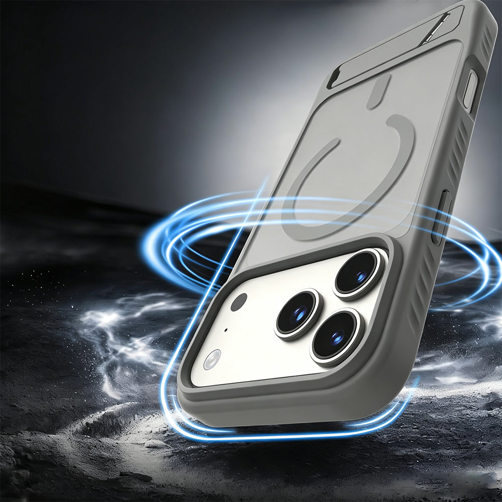 Shockproof Foldable Stand Case for iPhone 18 Series - Grey