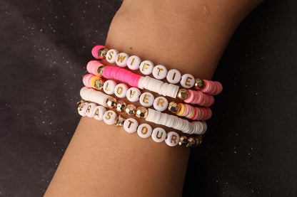 2Pcs Bracelets Set Mid Friendship Inspired Jewelry Gifts For Girls Concert Fans Bracelet-Orange And Pink