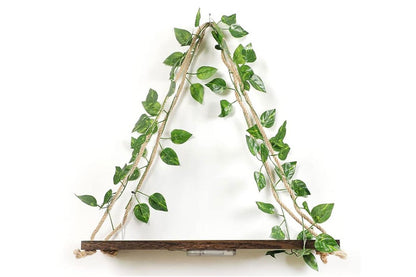 2Pcs Artificial Ivy LED Strip Wall Hanging Shelves Macrame Shelf For Bedroom