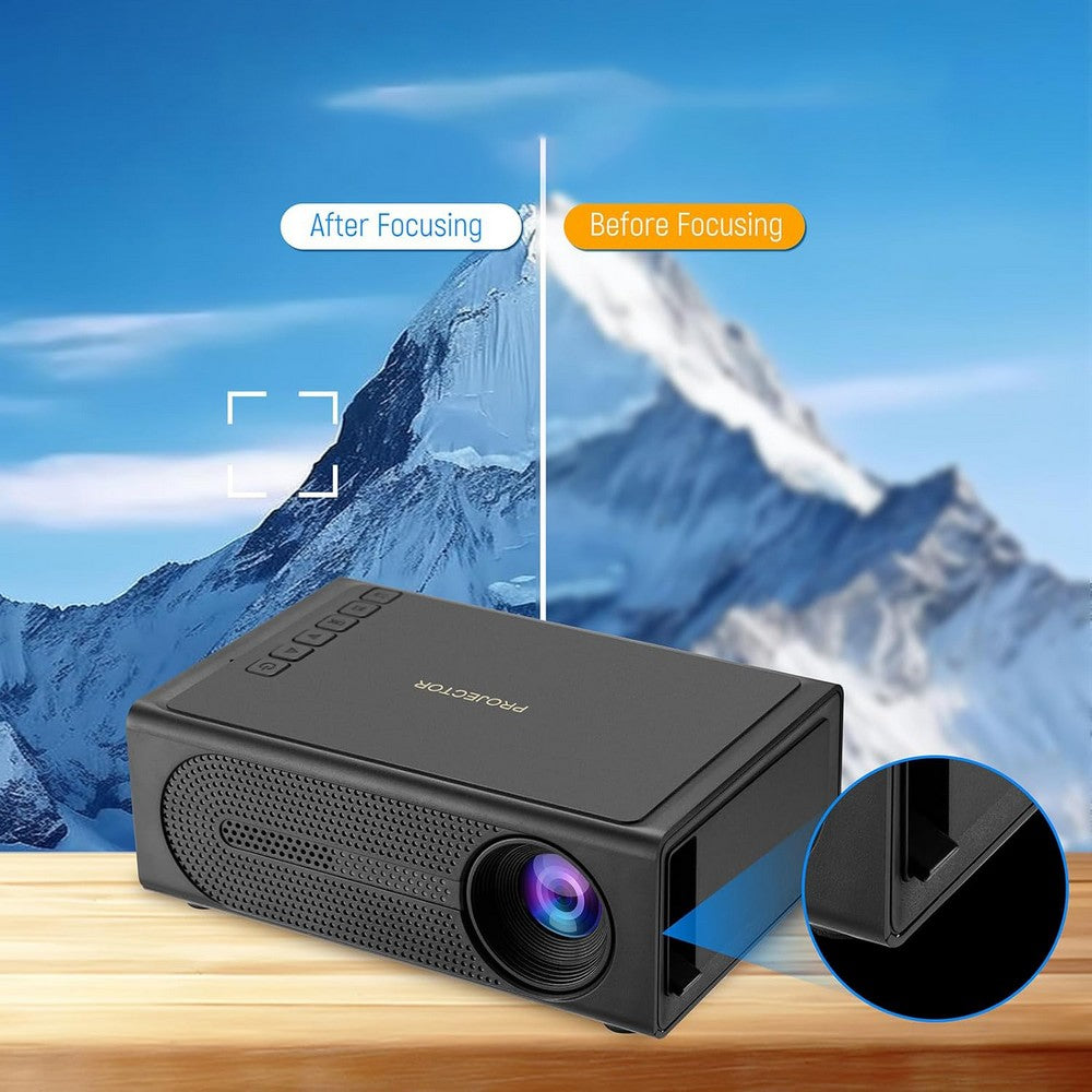 1080P Mini Projector Full HD Portable Video Projector Home Theater Movie-Black