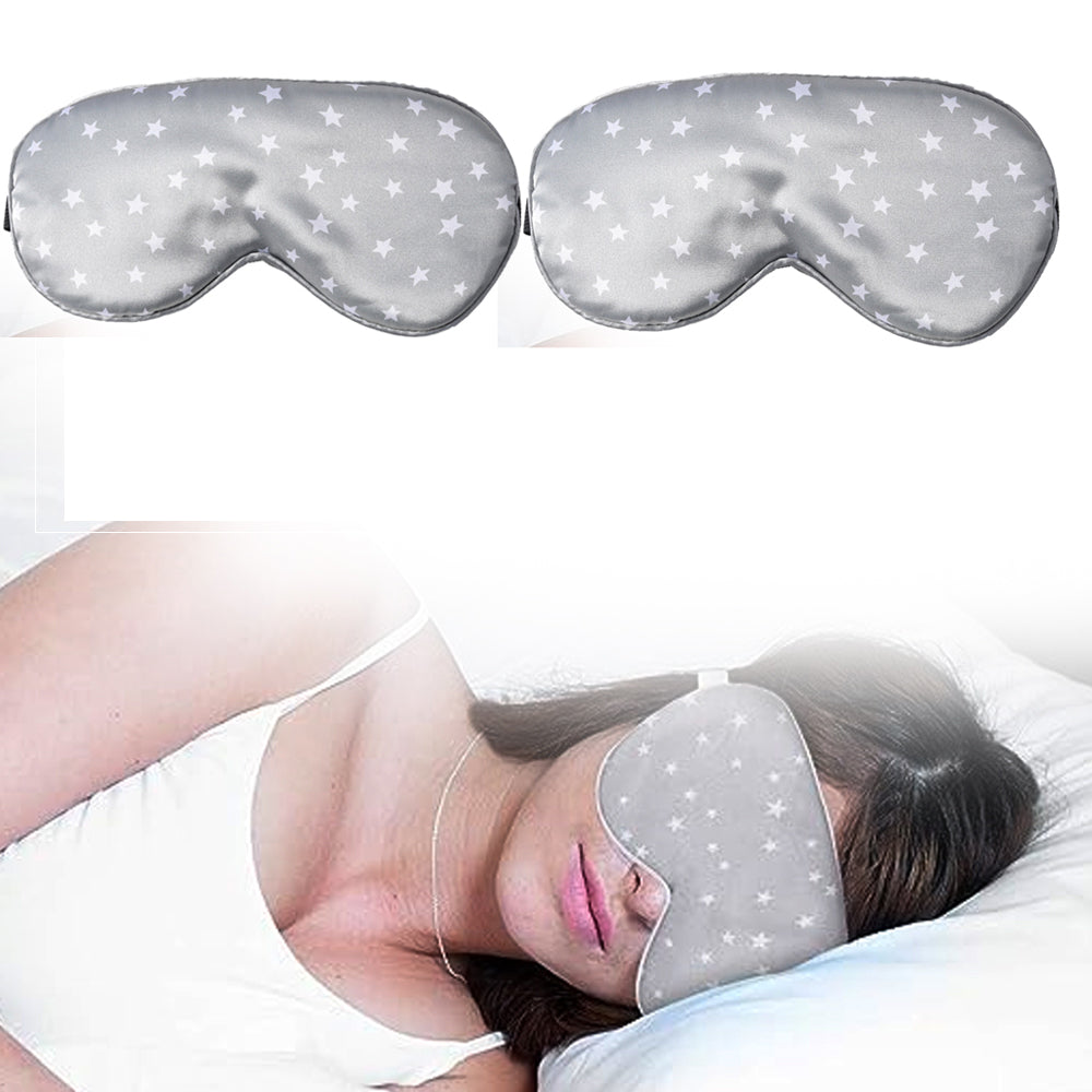 2pcs Silk Travel Sleeping Mask Pure Mulberry with Adjustable Strap Silk Eyepatch Mask -Grey
