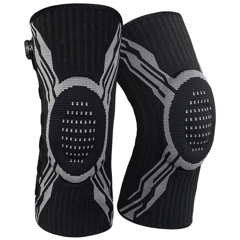 Knee Brace with Dial Adjustment System and Spring Support Strips-Black