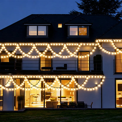 138 LED Eave String Solar Lights with 8 Modes for Christmas - Yellow