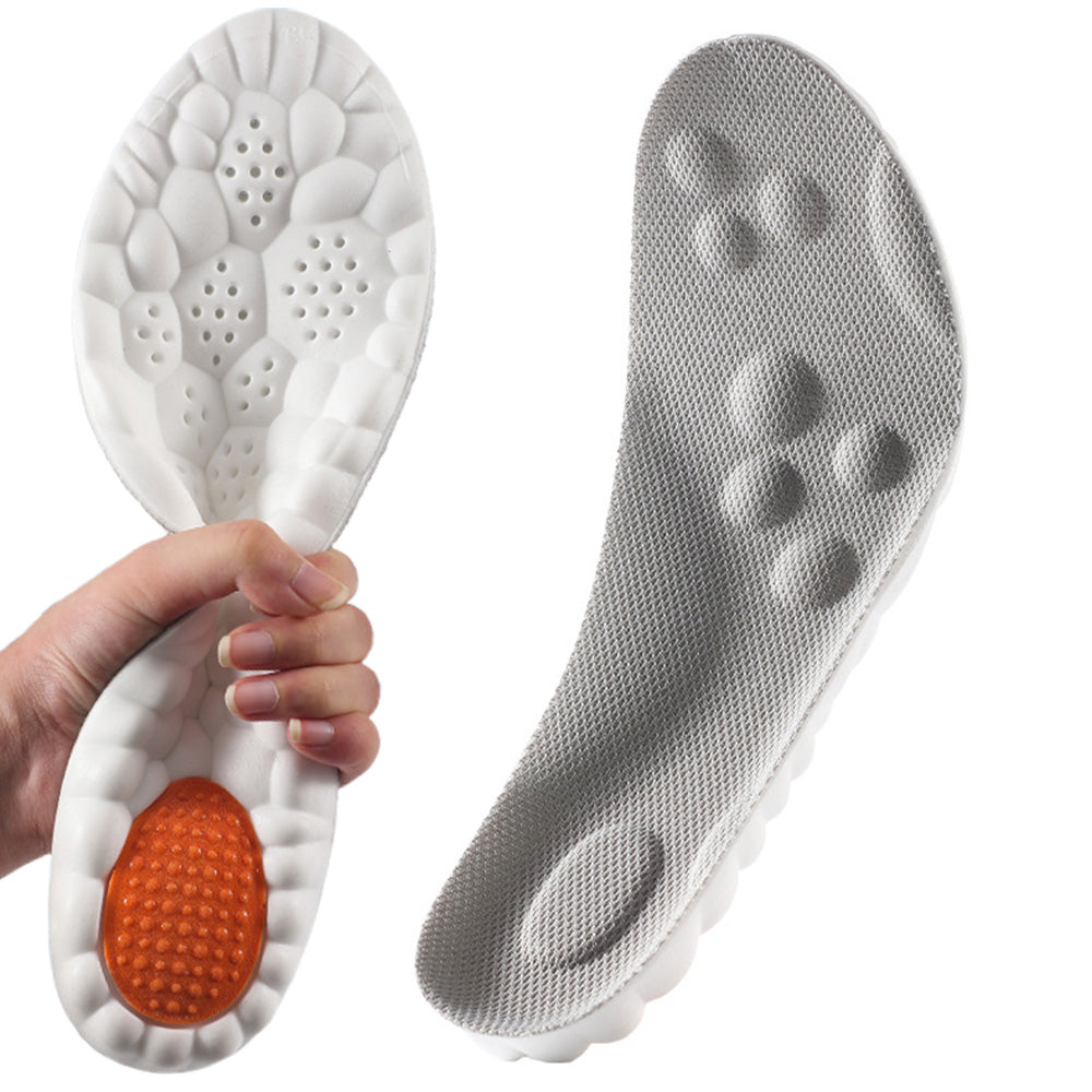 Pair of 4D Cloud-Soft Comfort Soles Cushioning Arch Support Insoles Grey
