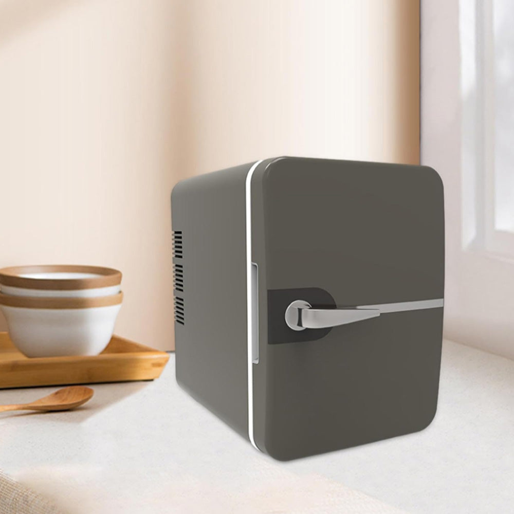 6L Mini Fridge for Drinks 12V Small Refrigerator for Home Office Dorm Car Grey