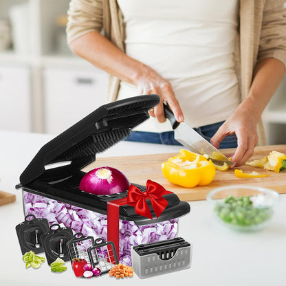 Vegetable Chopper with Container Mandoline Slicer for Kitchen Salad Prep-Black