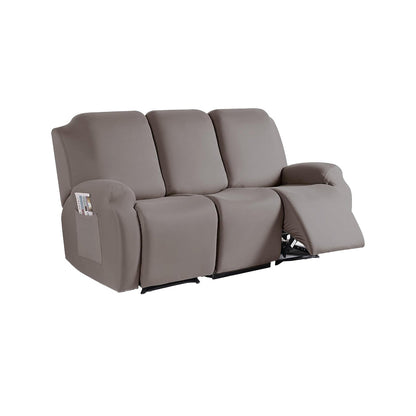 Full Wrapped Stretch Recliner Chair Cover Elastic Recliner Sofa Slipcover Light Brown