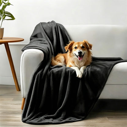 Water-Resistant Reversible Flannel Blanket-Black