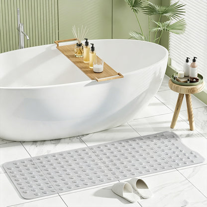 Bathtub Bubble Mat 100x40cm Non Slip Bath Mat with Drain Holes for Shower-Grey