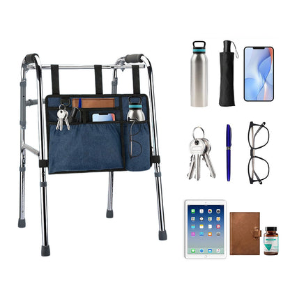 Premium Walker Storage Bag with Multiple Pockets-Blue