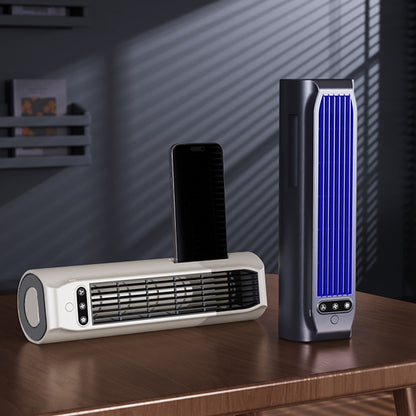 USB Bladeless Tower Fan For Wall Floor And Desk Use - White