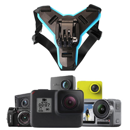 Motorcycle Helmet Chin Mount for Action Camera Quick Release Shockproof-Blue