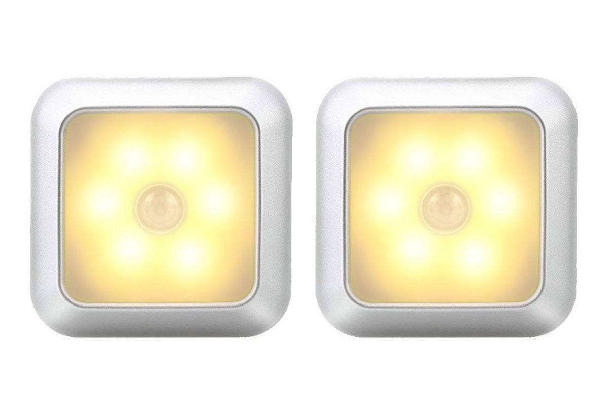 4Pcs LED Motion Sensor Night Light Cabinet Closet Stair Wall Lamp Light Cordless Light-Warm Yellow