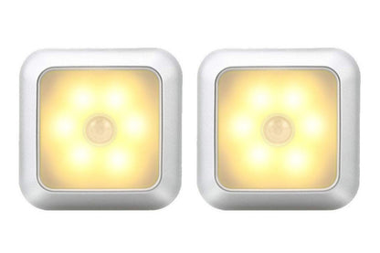 4Pcs LED Motion Sensor Night Light Cabinet Closet Stair Wall Lamp Light Cordless Light-Warm Yellow