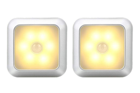 4Pcs LED Motion Sensor Night Light Cabinet Closet Stair Wall Lamp Light Cordless Light-Warm Yellow