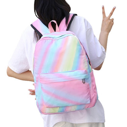 3PCS Girls Gradient Color Backpack School Backpack Lunch Bag Pencil Case-Mixed