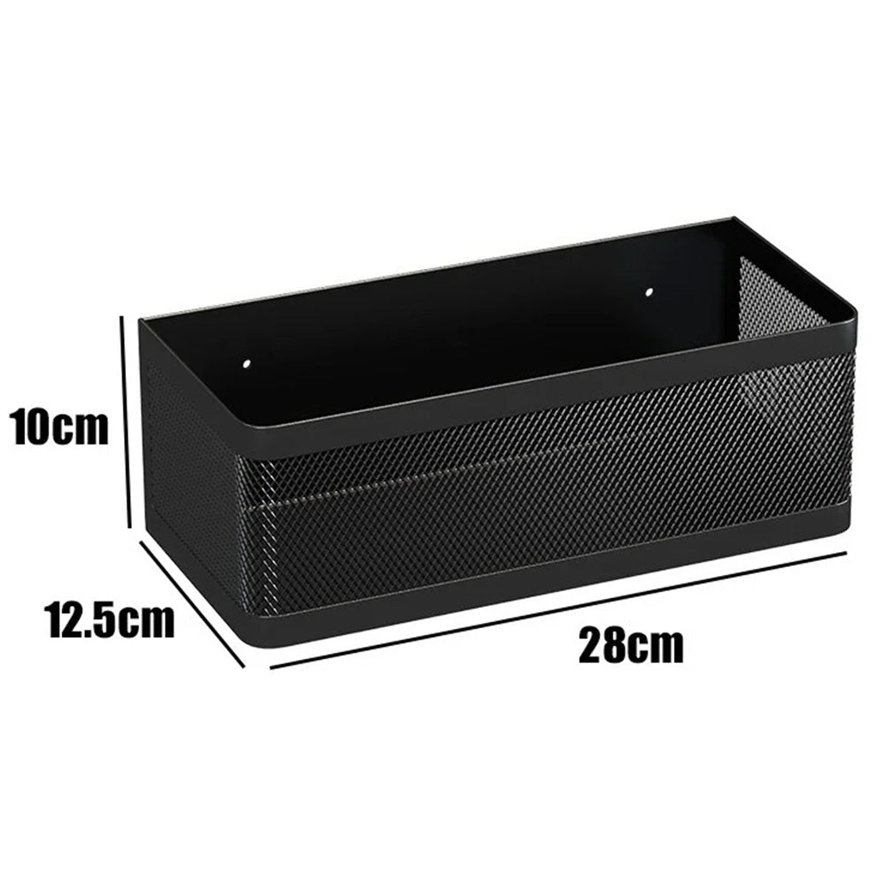 Punching-Free Hanging Storage Baskets Organizer Wall Mount Storage Bin Rack for Kitchen Bathroom Black
