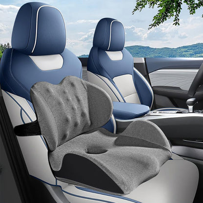 Memory Foam Seat Cushion Lumbar Support Pillow Chair Pad for Office Car-Grey
